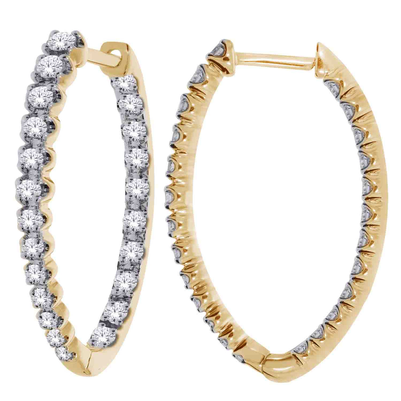 10 Karat Yellow Gold Laboratory Diamond 1.00CTW Hoop Earrings