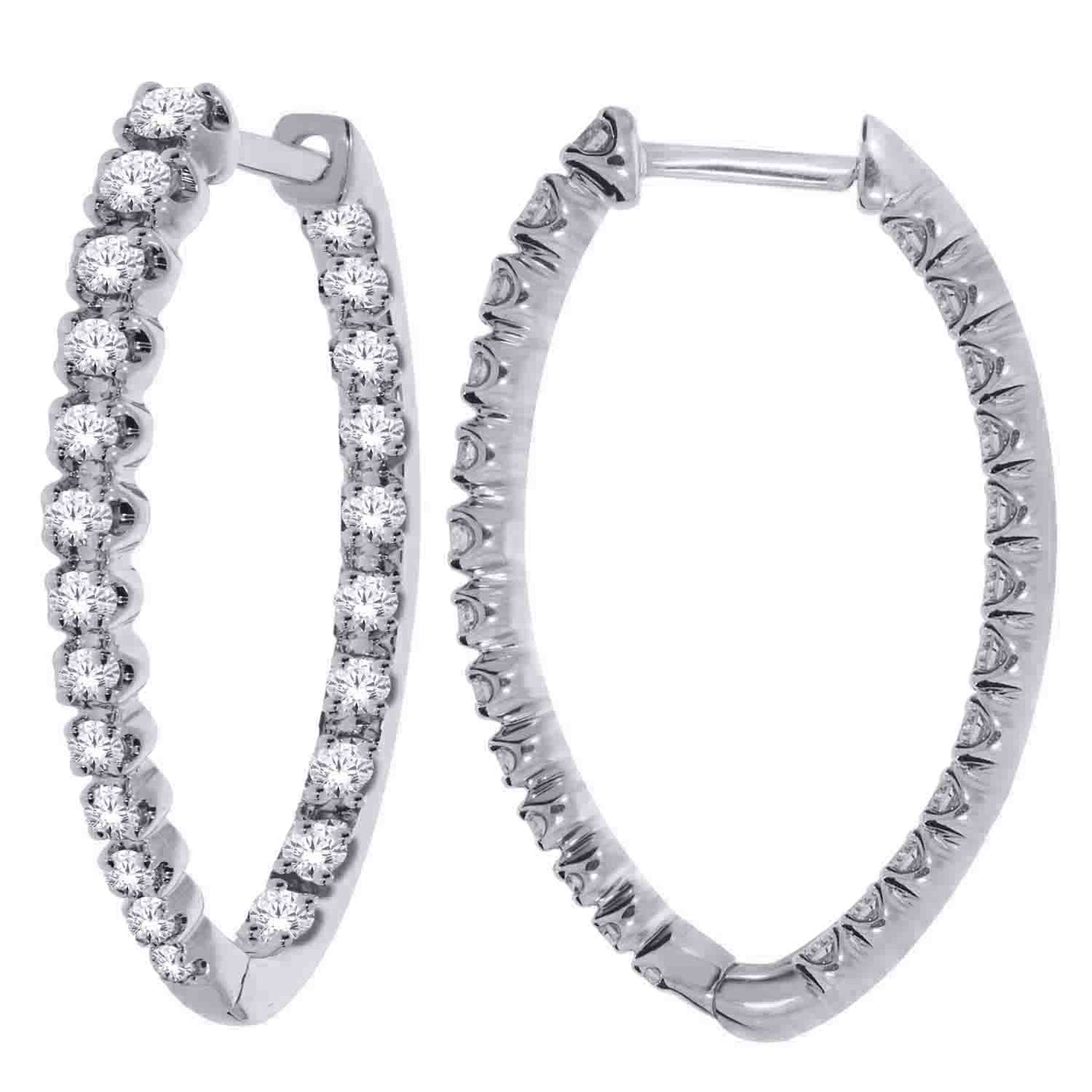 10 Karat White Gold Laboratory Diamond 1.00CTW Hoop Earrings