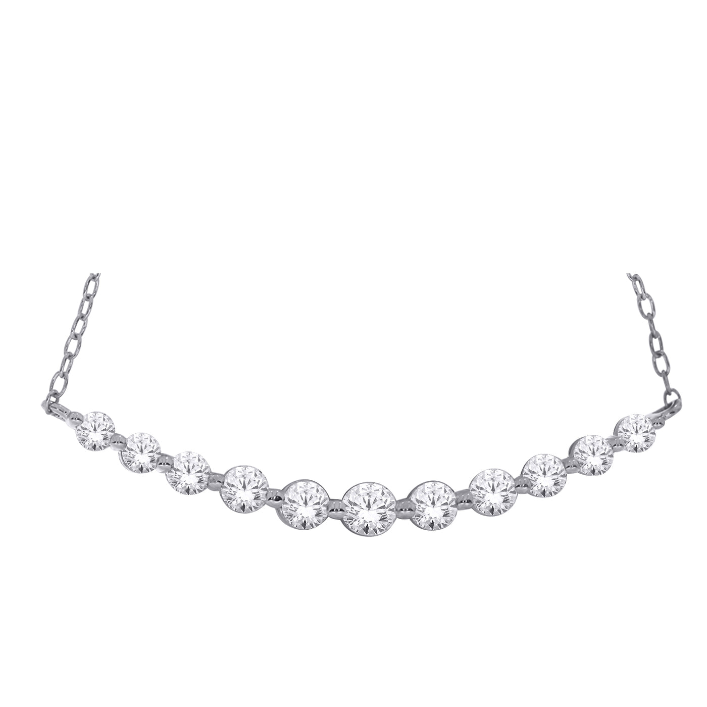 10 Karat White Gold Laboratory Grown 1.00 CTW Diamond Curve Necklace