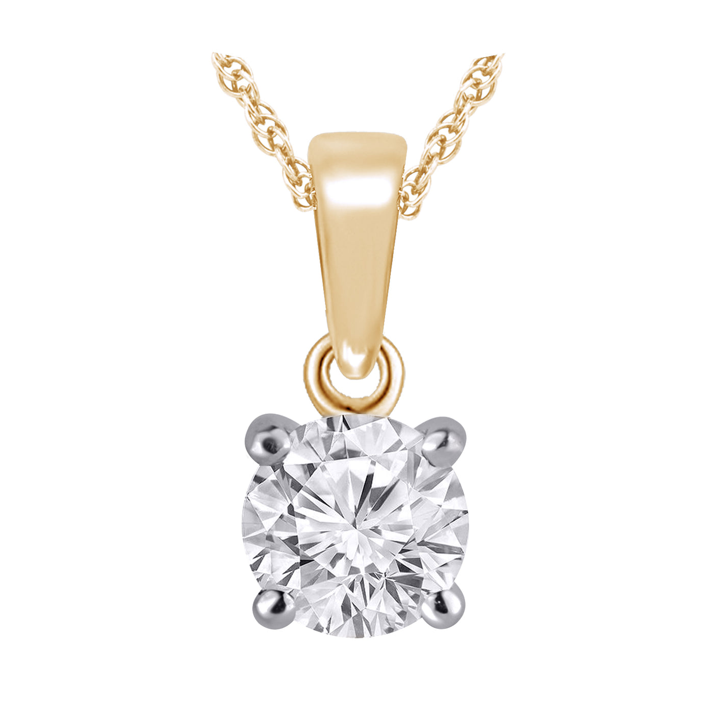 10 Karat Yellow Gold Laboratory Grown 1.00 CTW Diamond Solitaire Necklace