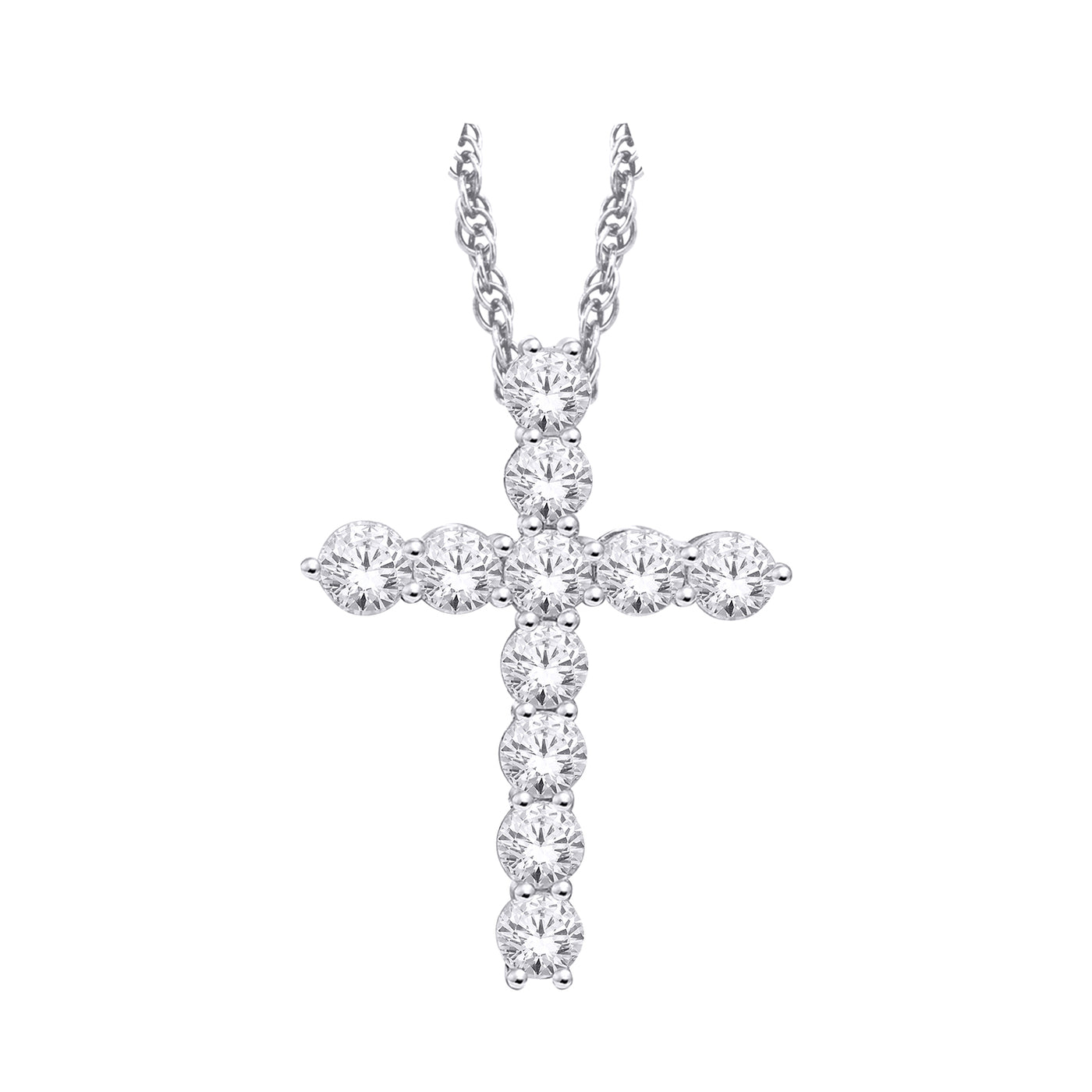 10 Karat White Gold Laboratory Grown 1.00 CTW Diamond Cross Necklace