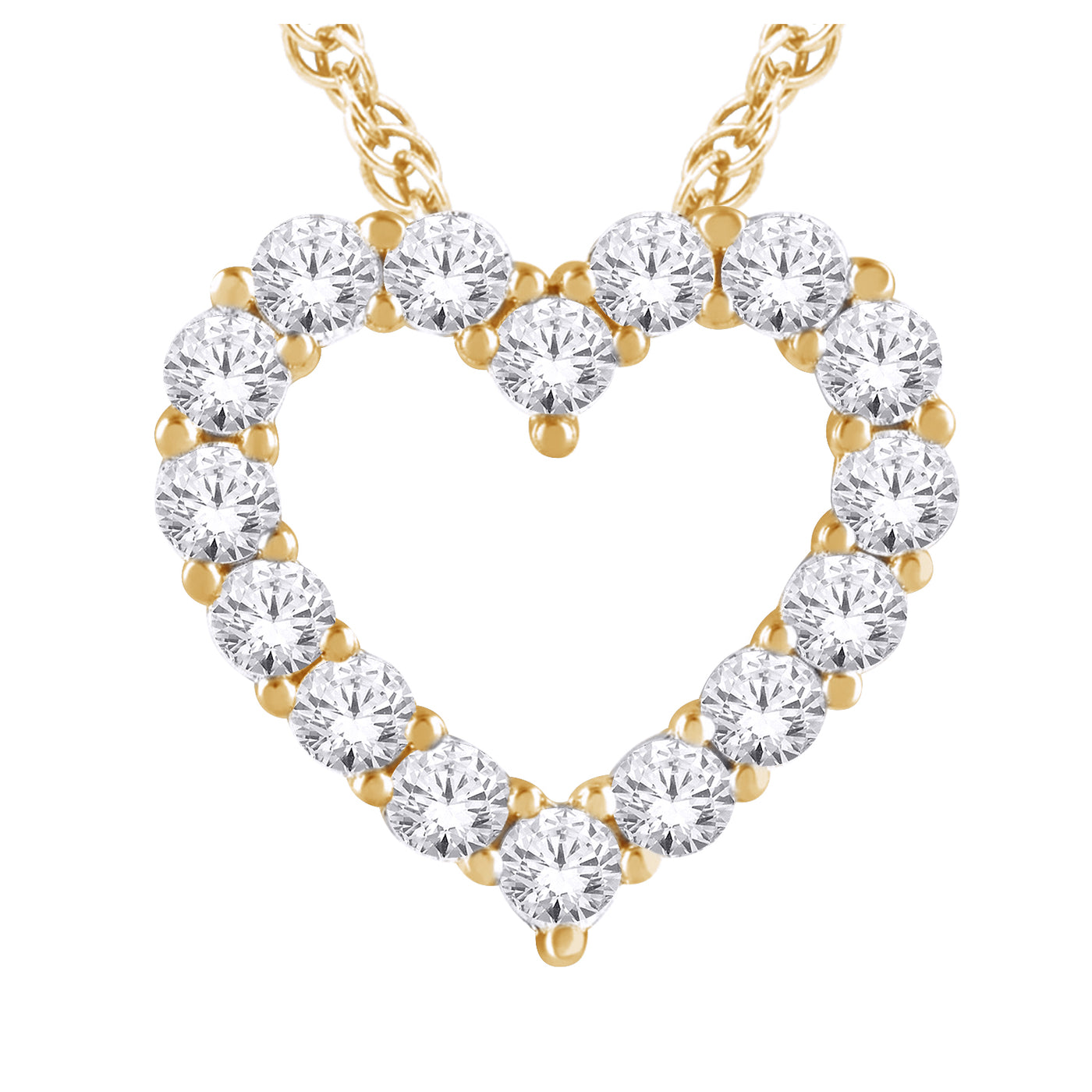 10 Karat Yellow Gold Laboratory Grown 1.00 CTW Diamond Heart Necklace