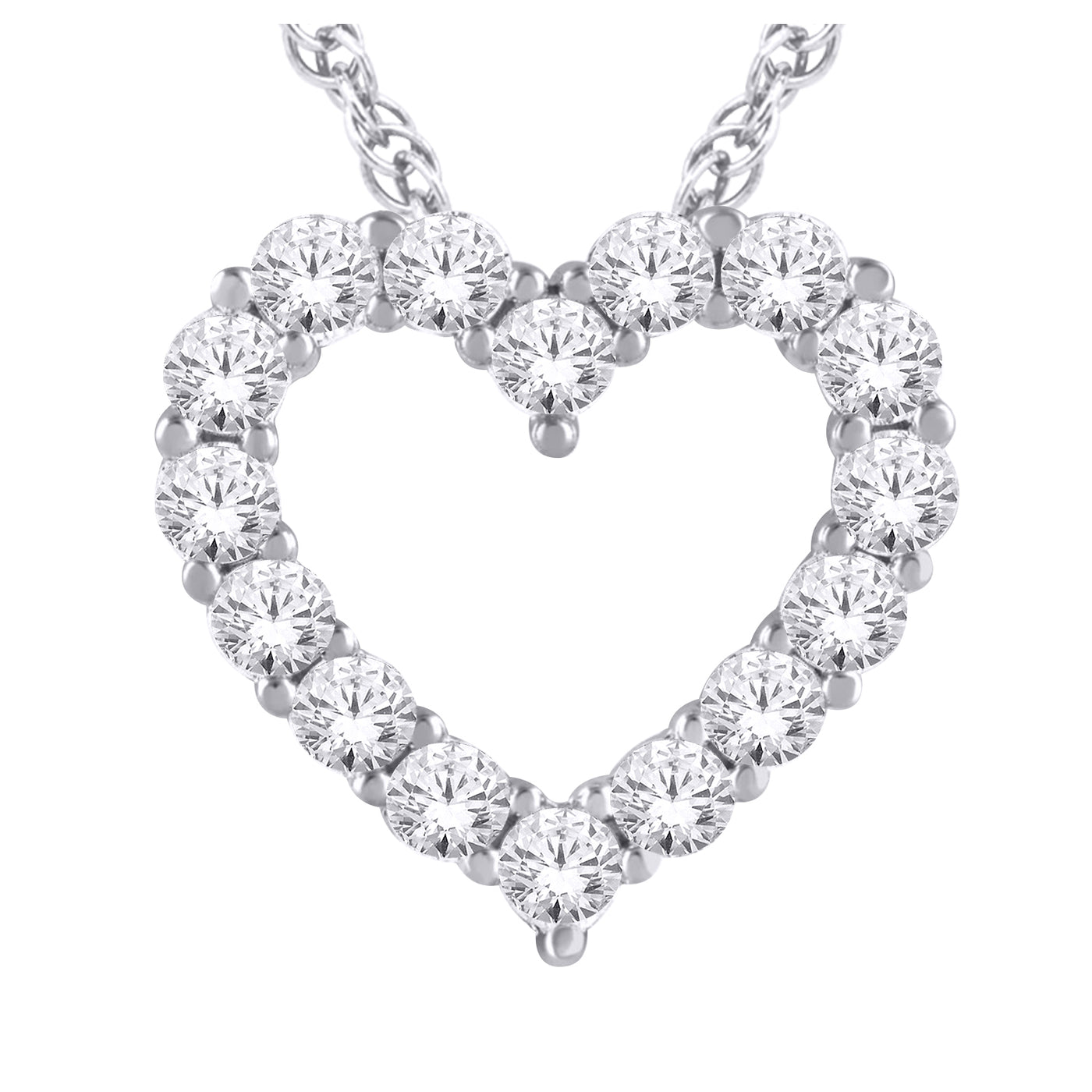 10 Karat White Gold Laboratory Grown 1.00 CTW Diamond Heart Necklace