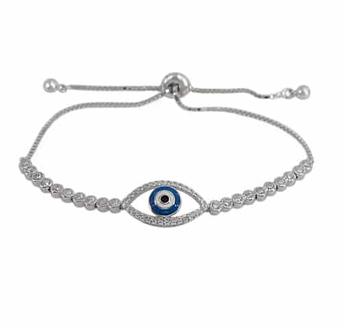 Sterling Silver Cubic Zirconia Eye Toggle Bracelet