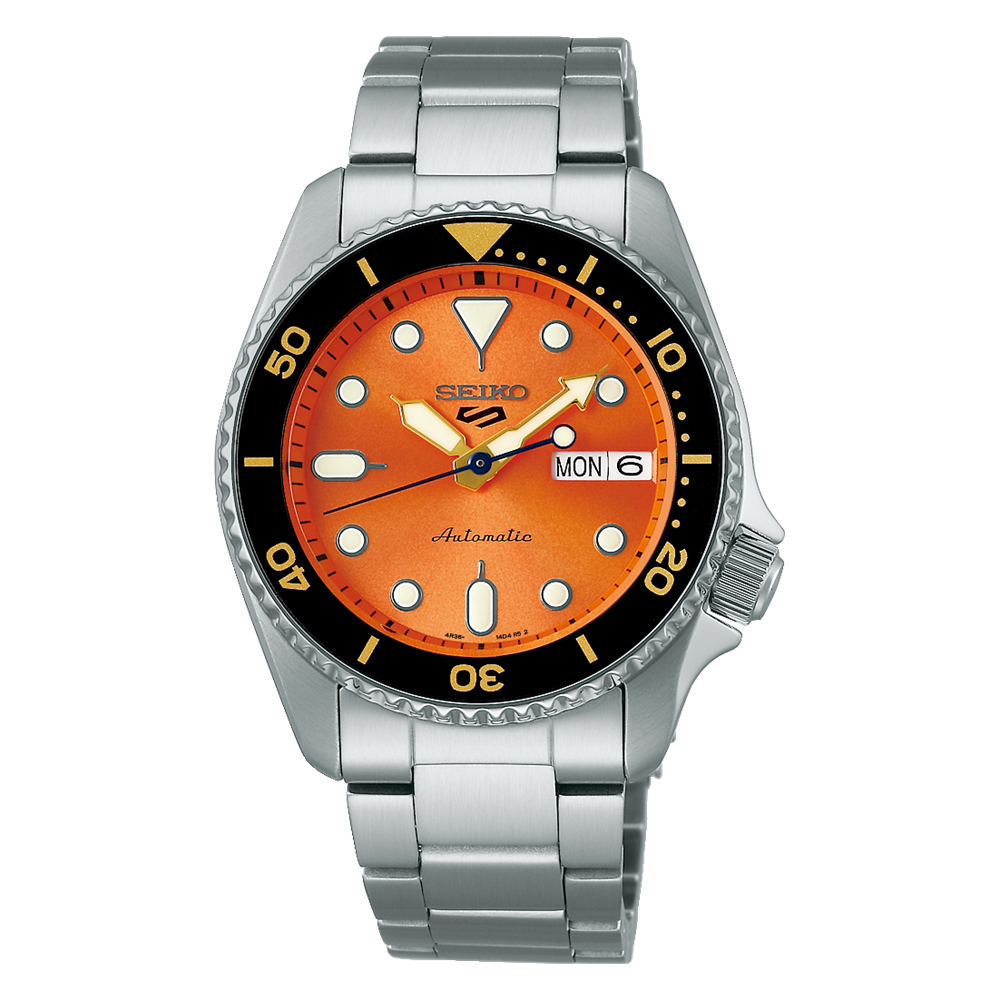 Seiko 5 Sports Automatic Orange Dial 38mm Watch-SRPK35