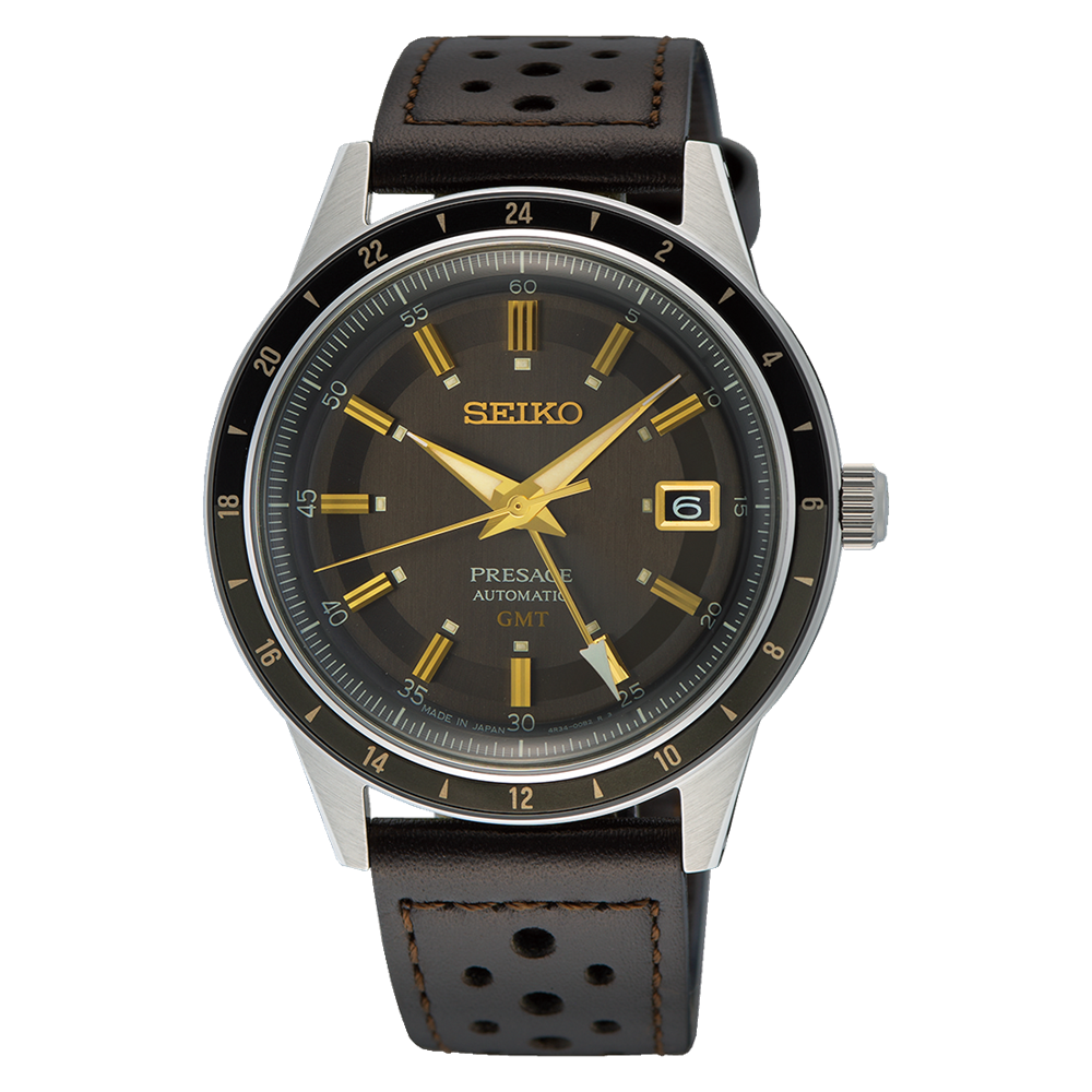 Seiko Presage Style 60's GMT Brown Dial Watch-SSK013J1
