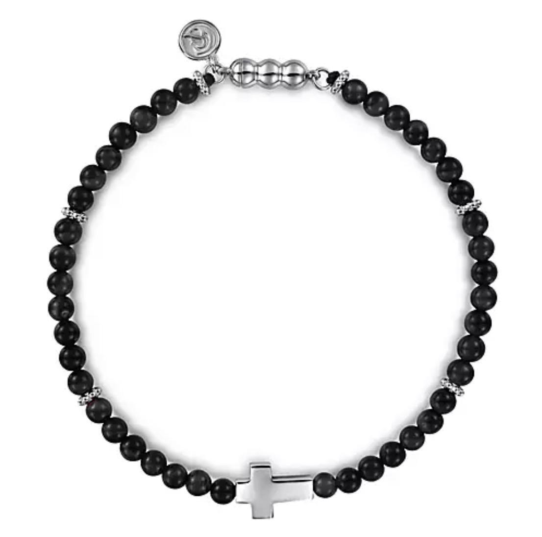 Gabriel & Co. Sterling Silver Black Onyx Cross Bracelet