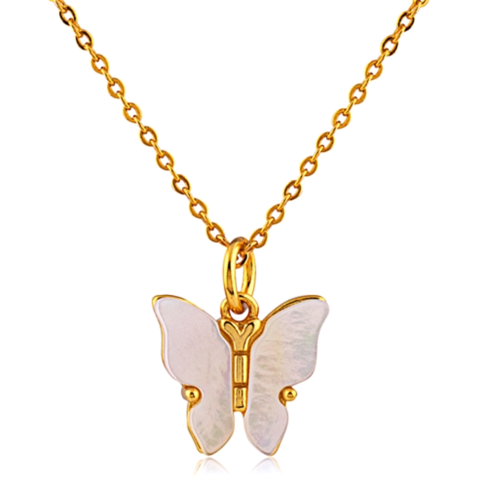 Sterling Silver Mother of Pearl Butterfly Necklace