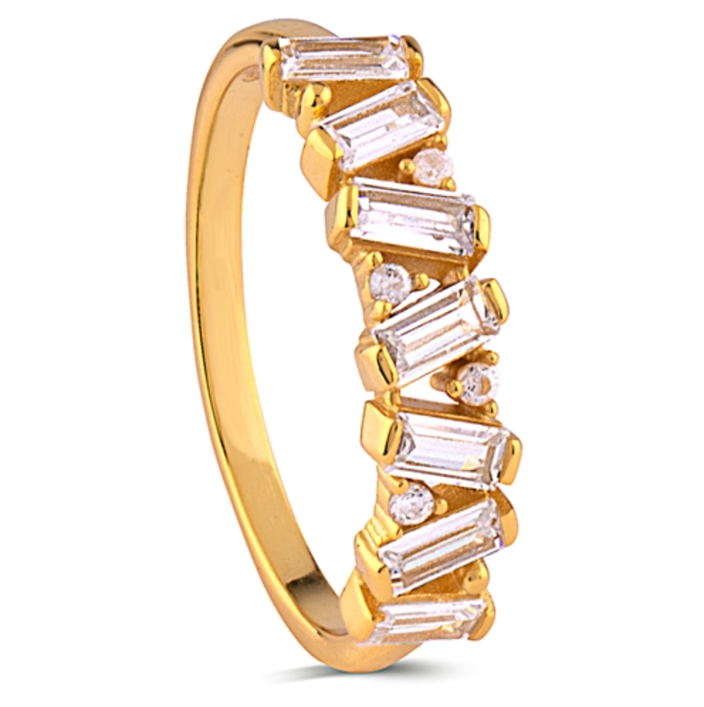 Sterling Silver Gold Plated Cubic Zirconia Ring