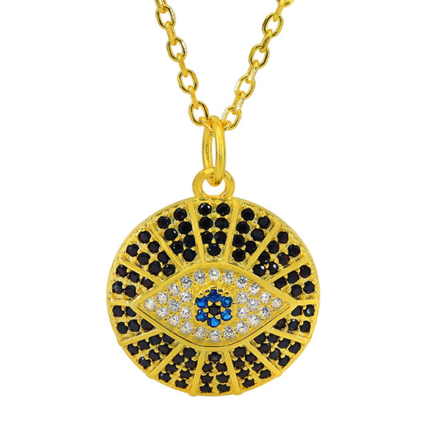 Gold Plated Silver Evil Eye Cubic Zirconia Necklace