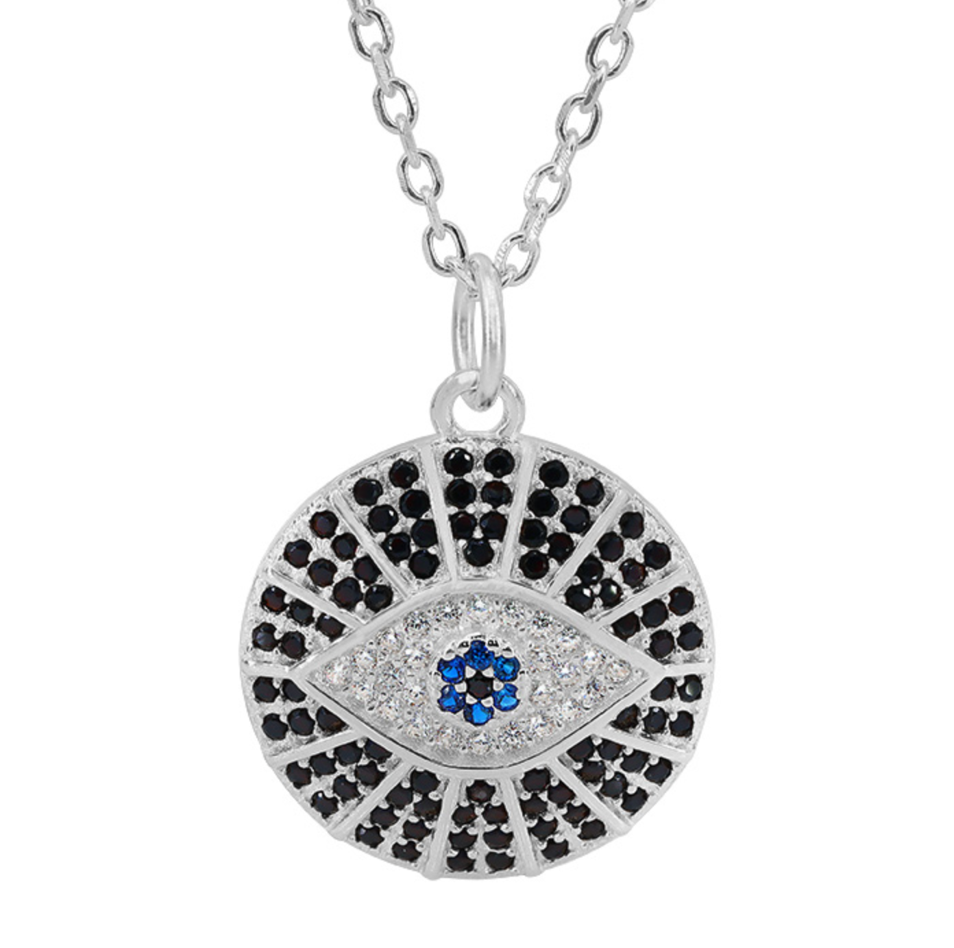 Sterling Silver Evil Eye Cubic Zirconia Necklace