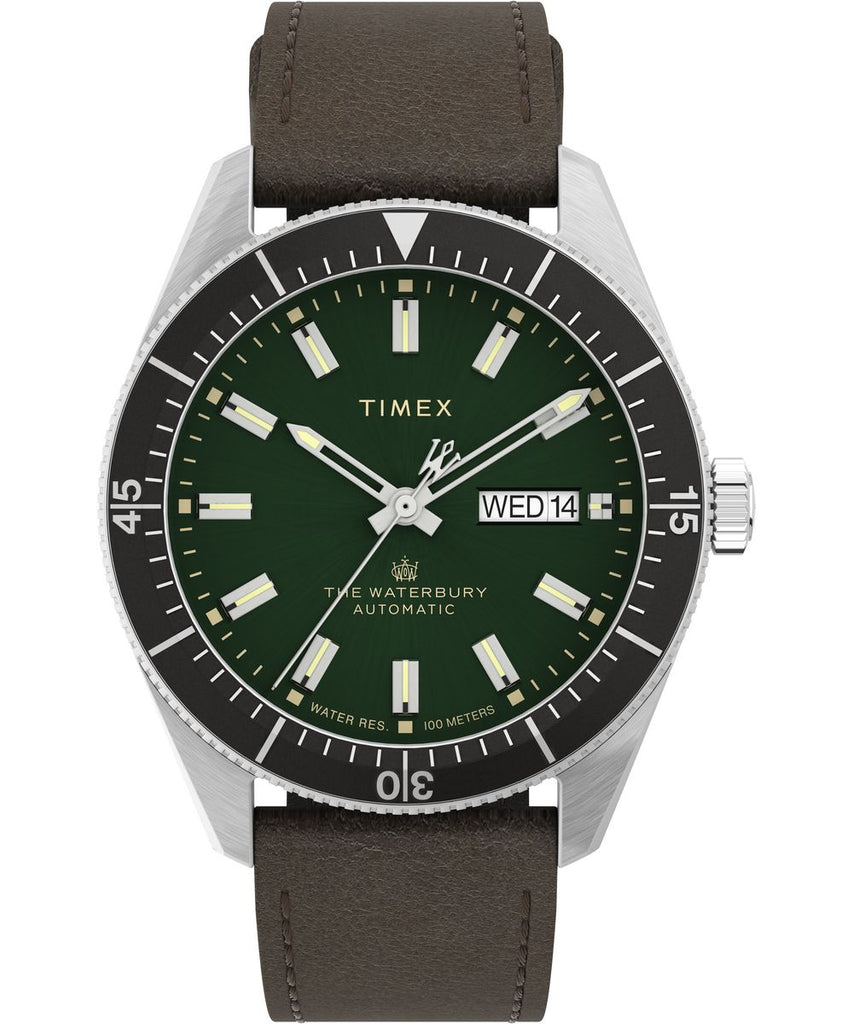 Timex Waterbury Dive Automatic 40mm Leather Strap Watch - TW2V24700