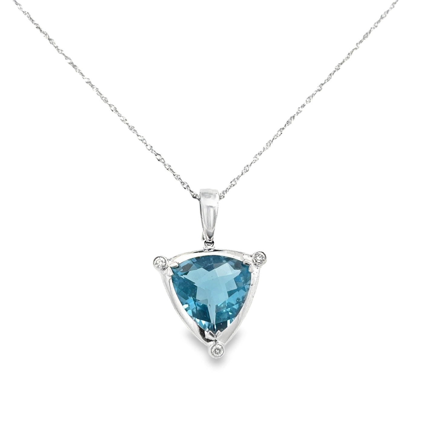 14 Karat White Gold Blue Topaz Necklace