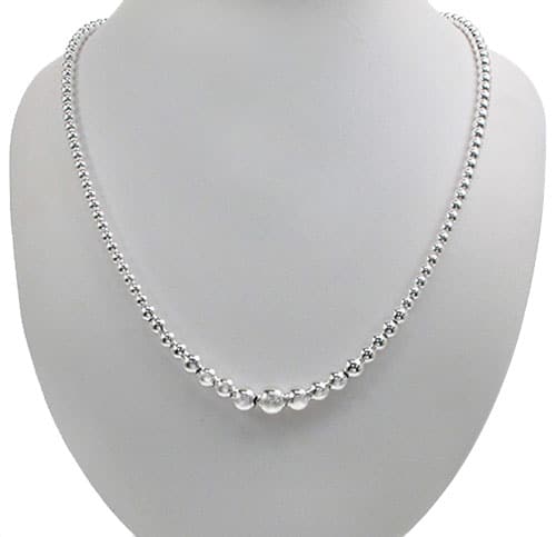 Sterling Silver Graduated Beaded Necklace