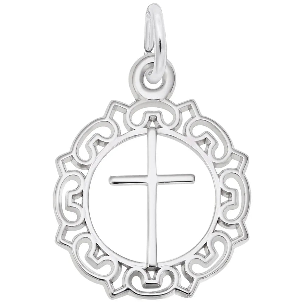 Sterling Silver Ornate Cross Charm