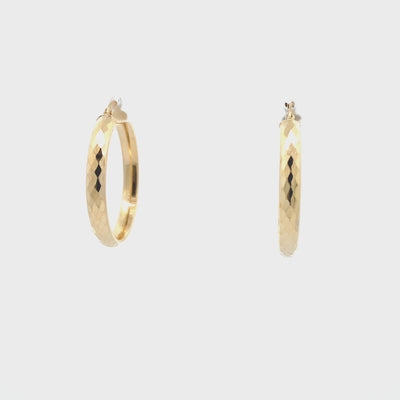 10 Karat Yellow Gold Sparkle Cut Hoop Earrings