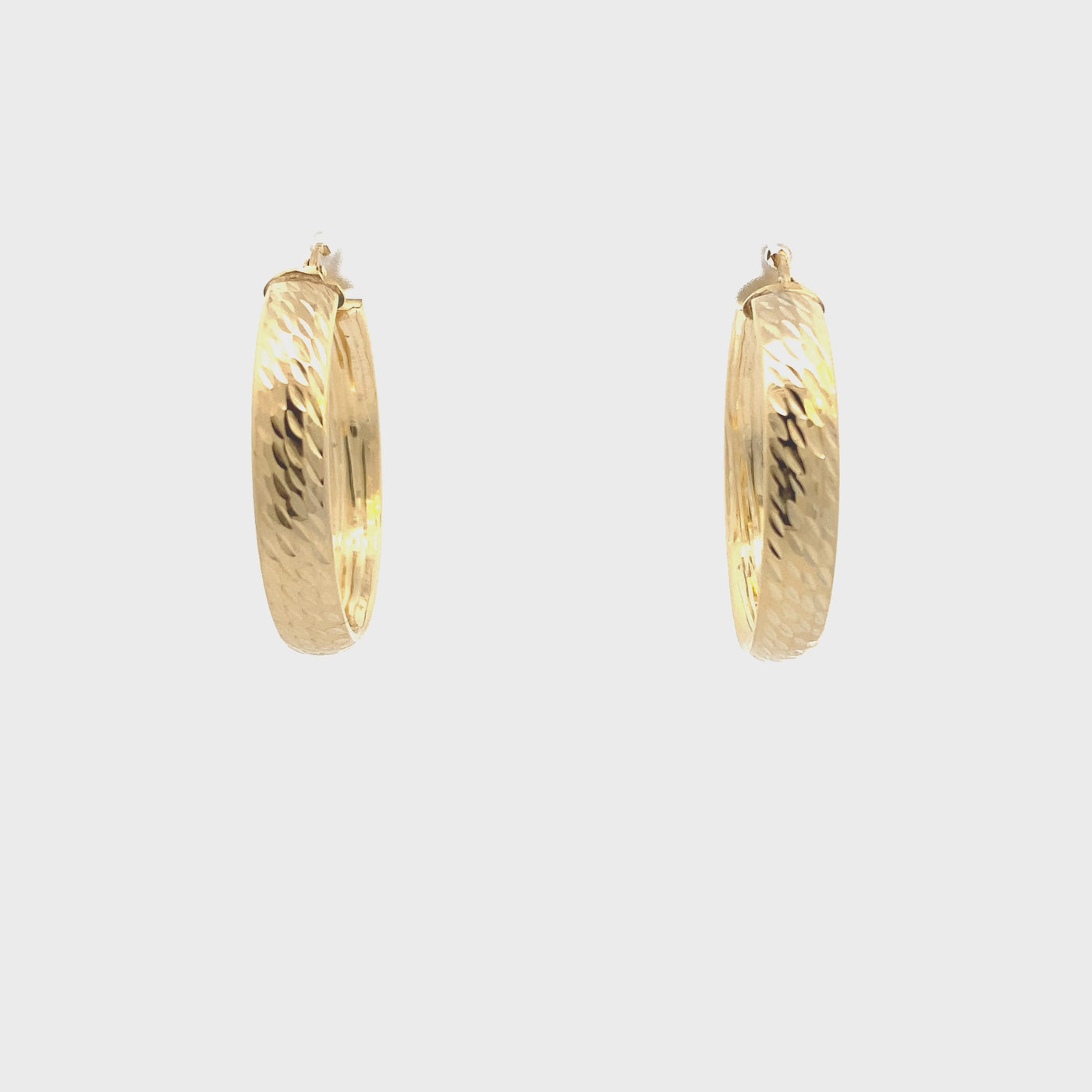 10 Karat Yellow Gold Sparkle Line Hoop Earrings