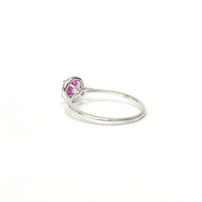 14 Karat White Gold Pink Topaz and Diamond  Halo Ring