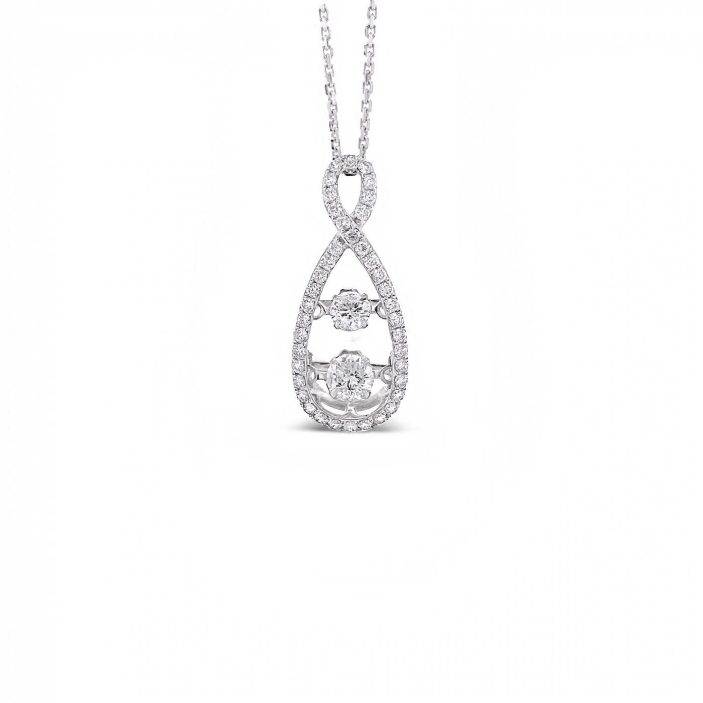 10 Karat White Gold Dancing Diamond Necklace