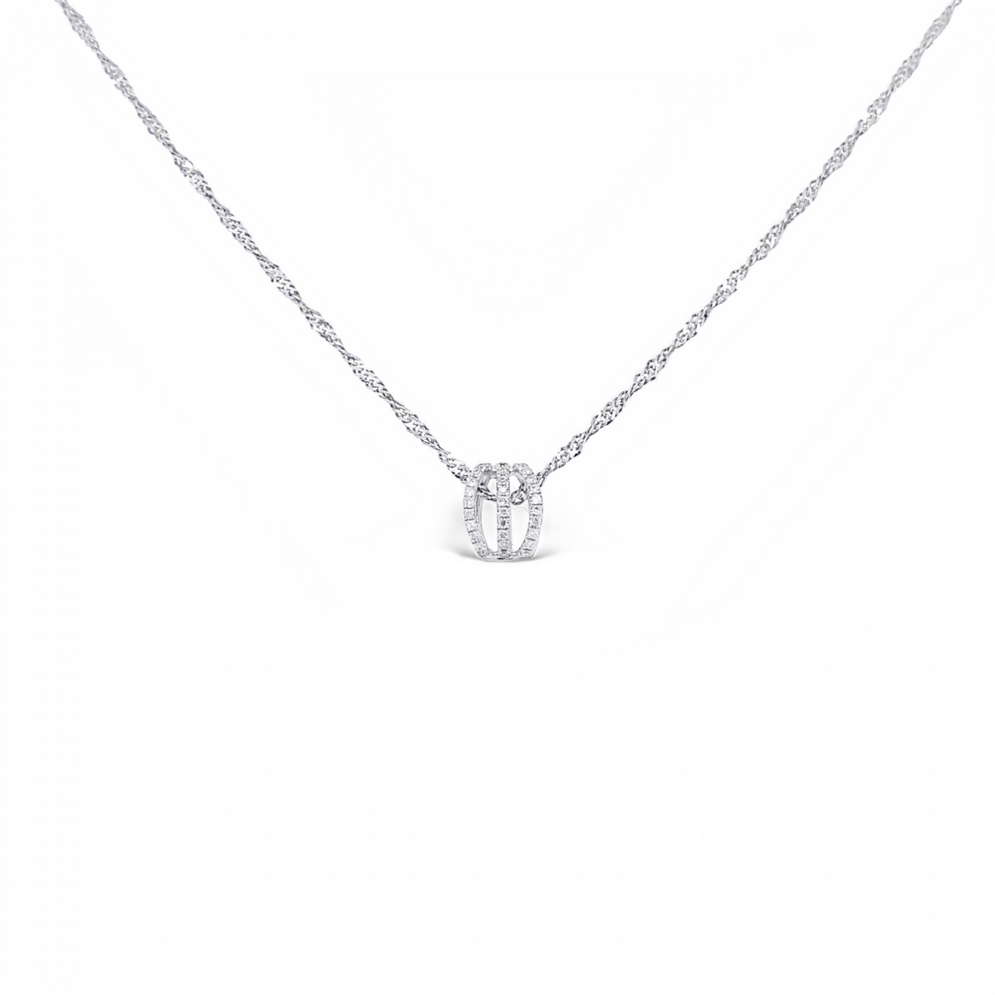 14 Karat White Gold Diamond Slider Necklace