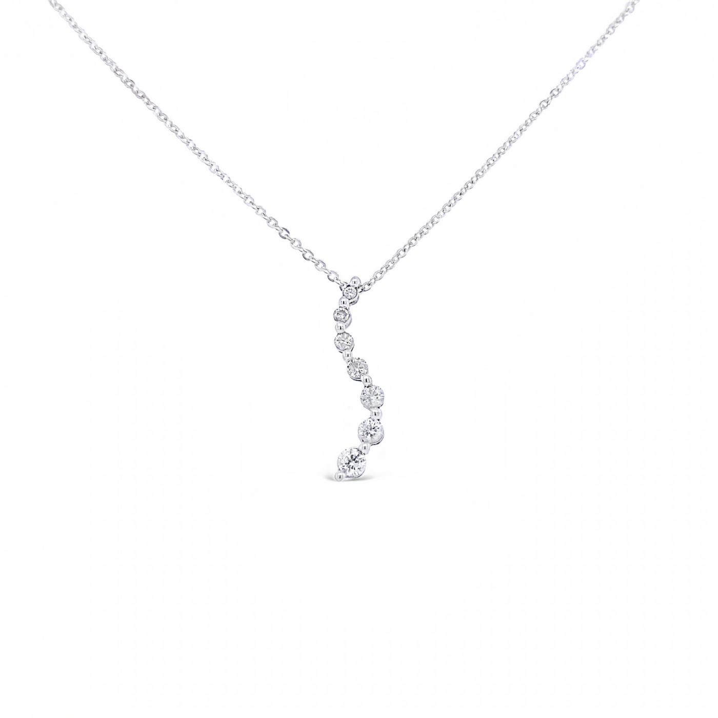 10 Karat White Gold Diamond Journey Necklace