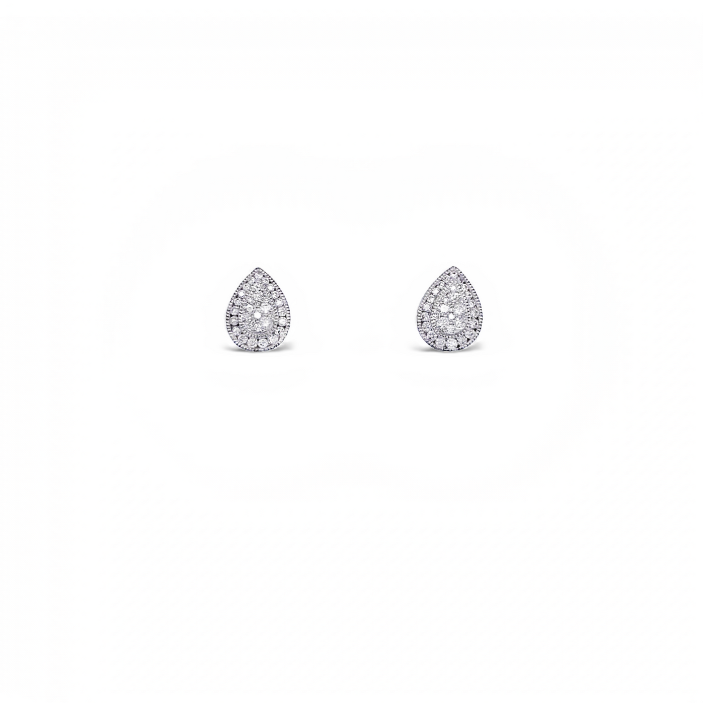 14 Karat White Gold Diamond Cluster Pear Earrings