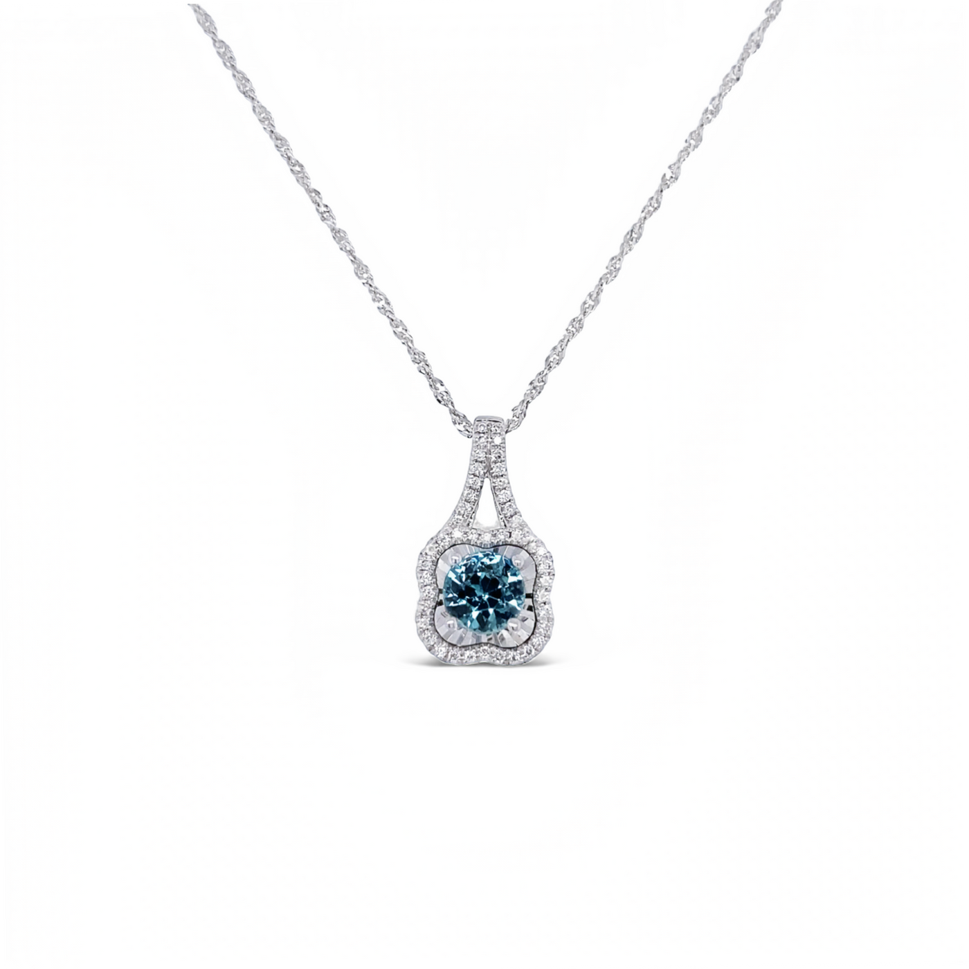 18 Karat White Gold Blue Diamond Necklace