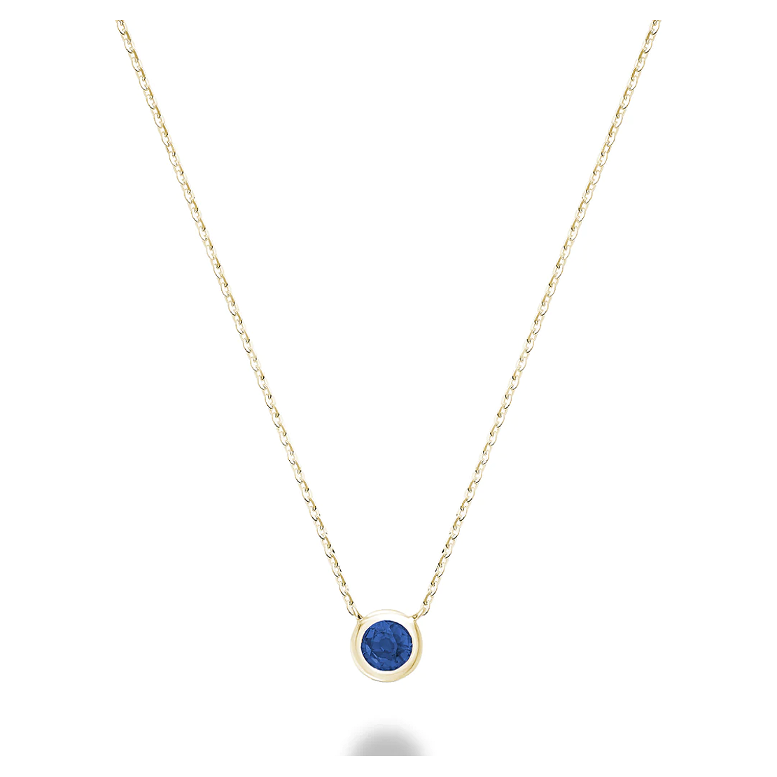 10 Karat Gold Bezel Blue Sapphire Necklace