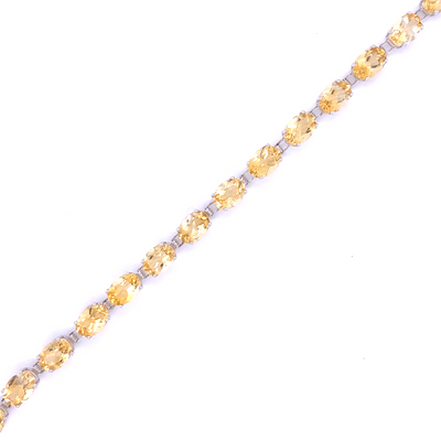 14 Karat White Gold Claw Set Citrine Tennis Bracelet