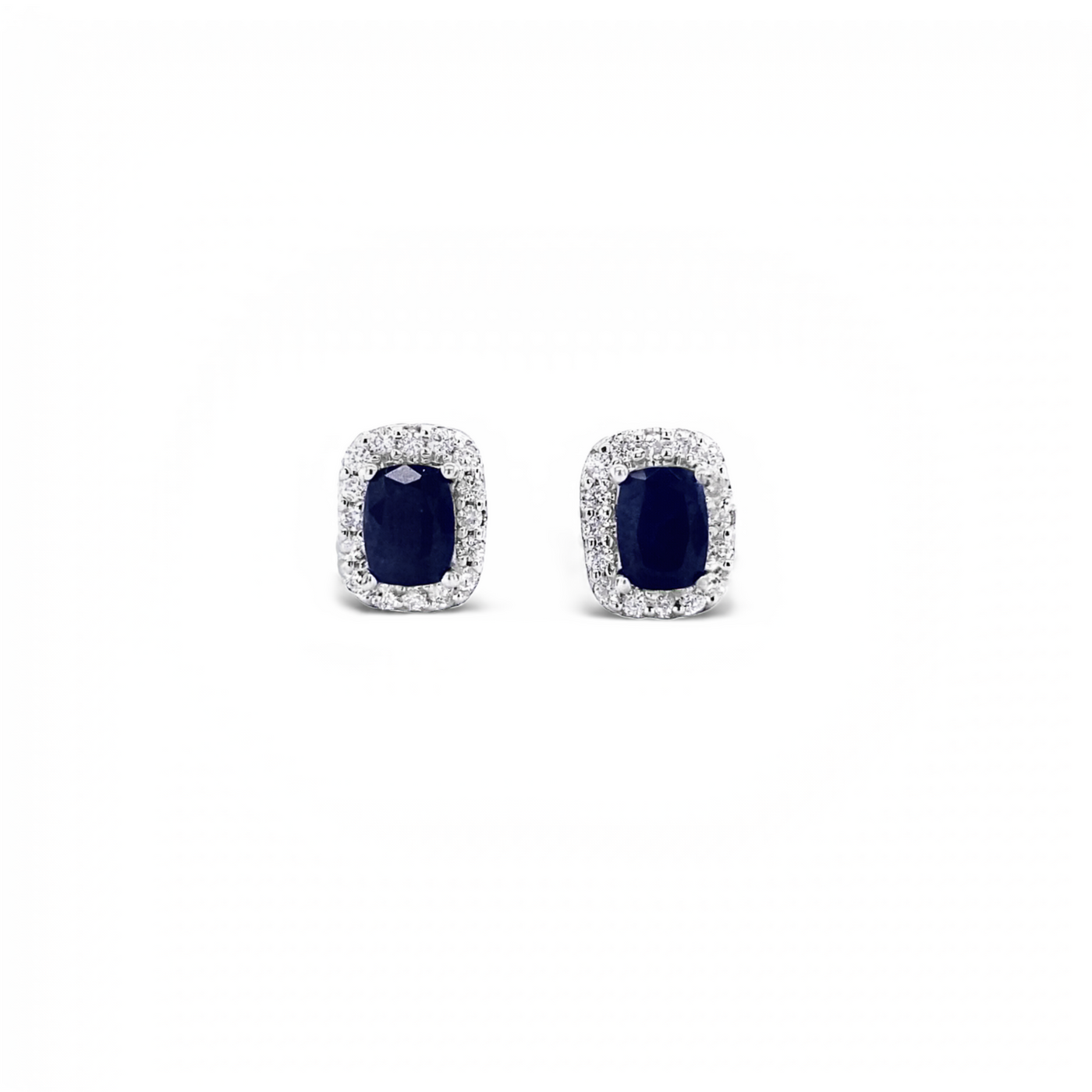 14 Karat White Gold Sapphire and Diamond Earrings