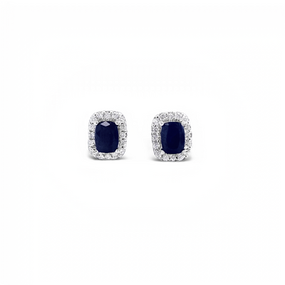14 Karat White Gold Sapphire and Diamond Earrings