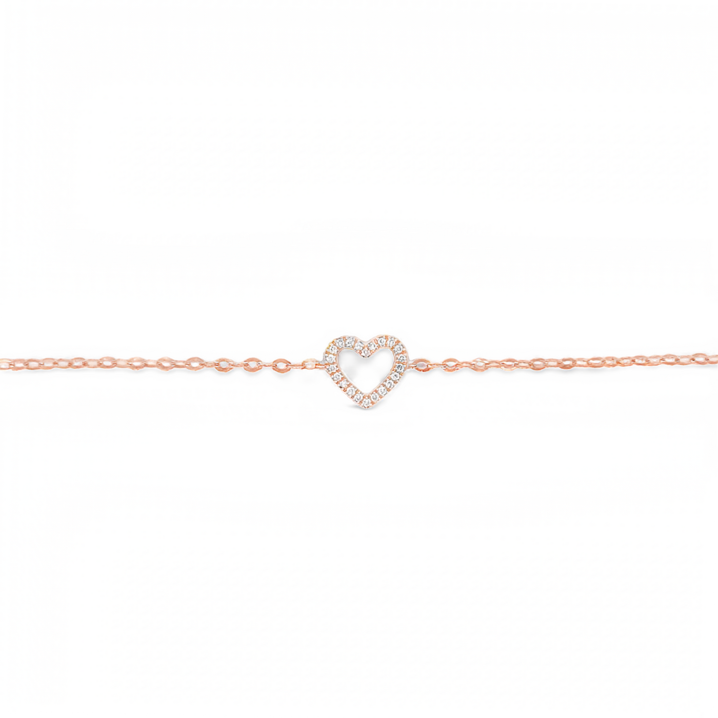 14 Karat Rose Gold Diamond Heart Bracelet