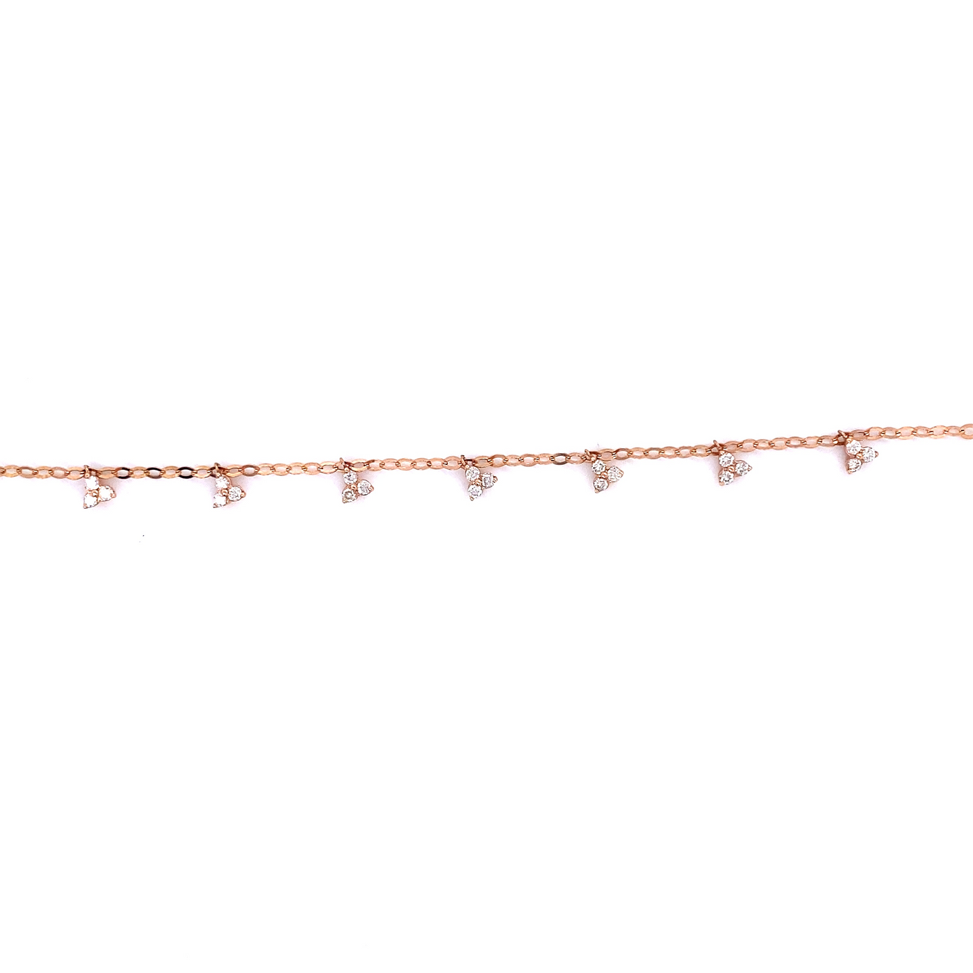 14 Karat Rose Gold Diamond Dangle Chain Bracelet