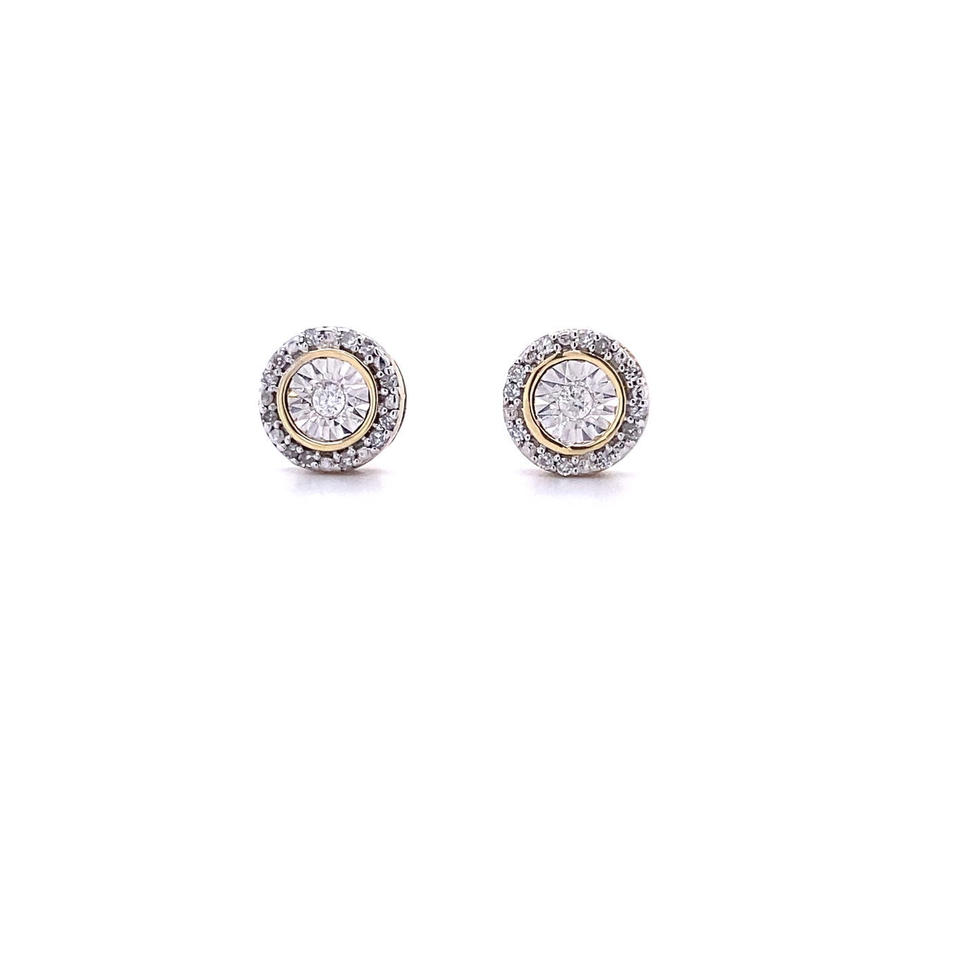 10 Karat White and Yellow Gold Diamond Earrings