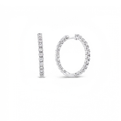 10 Karat White Gold Diamond Hoop Earrings