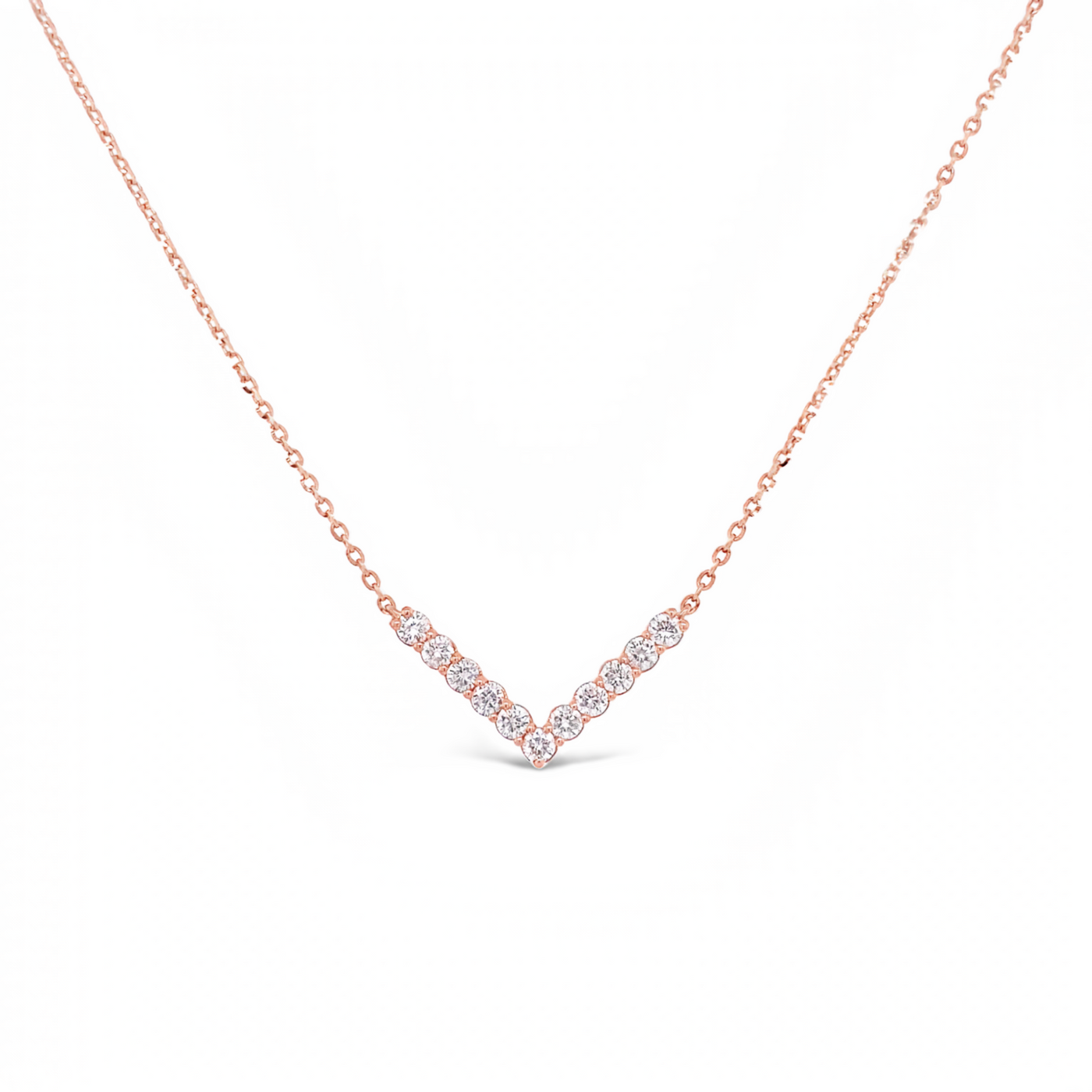 14 Karat Rose Gold Diamond Chevron Necklace