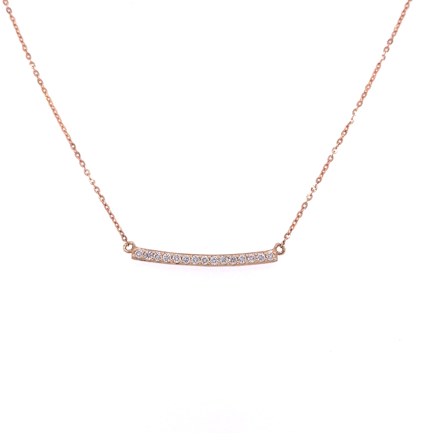 14 Karat Rose Gold Mini Diamond Bar Necklace