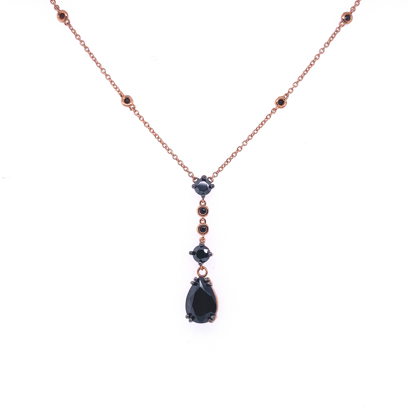 18 Karat Rose Gold Black Onyx Necklace