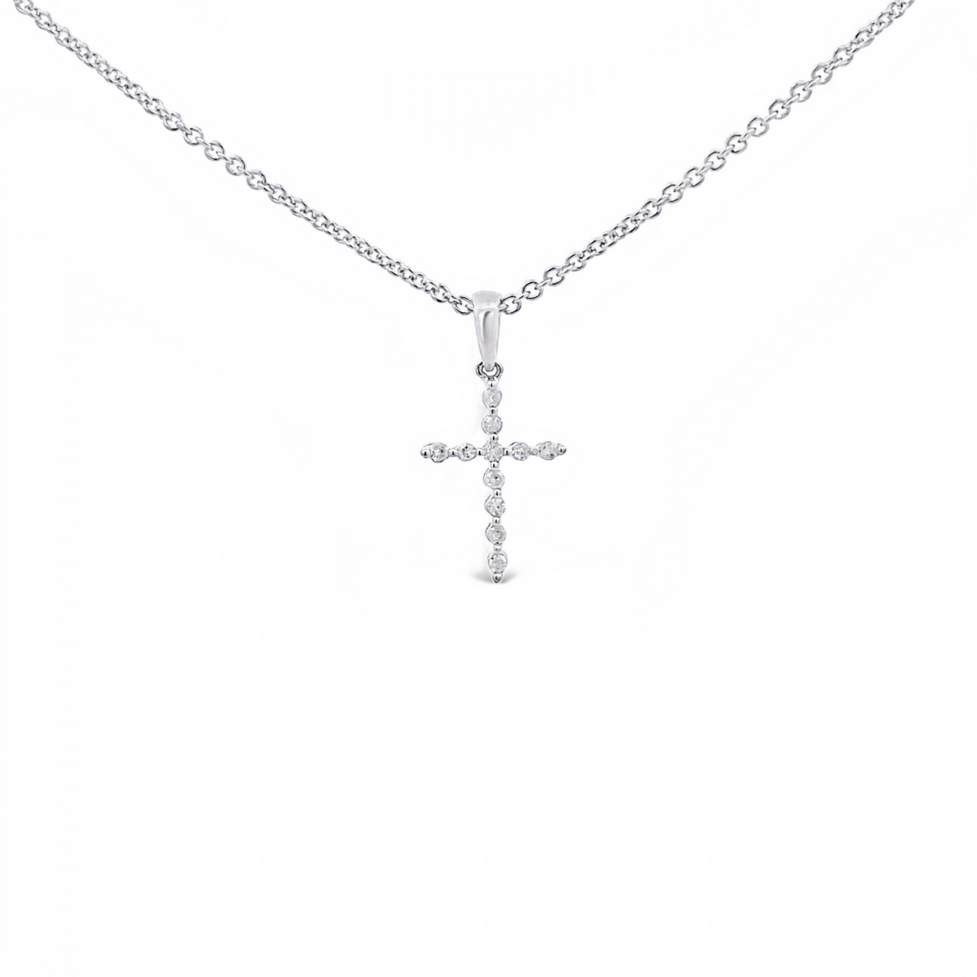 10 Karat White Gold Diamond Cross Necklace