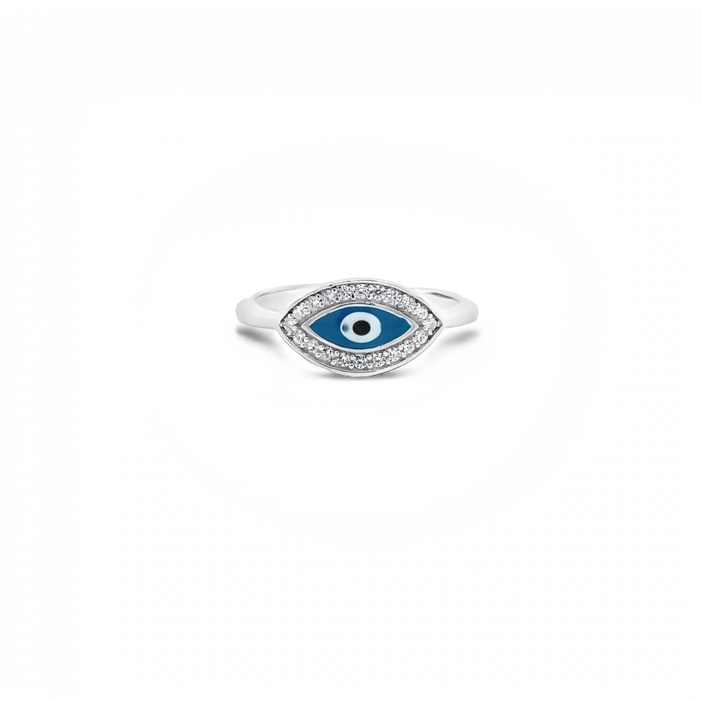 Sterling Silver Cubic Zirconia Evil Eye Ring