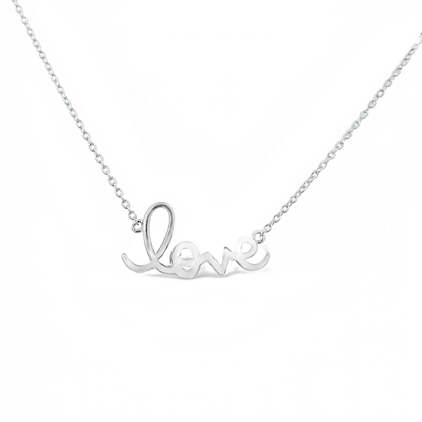 Sterling Silver Script Love Necklace
