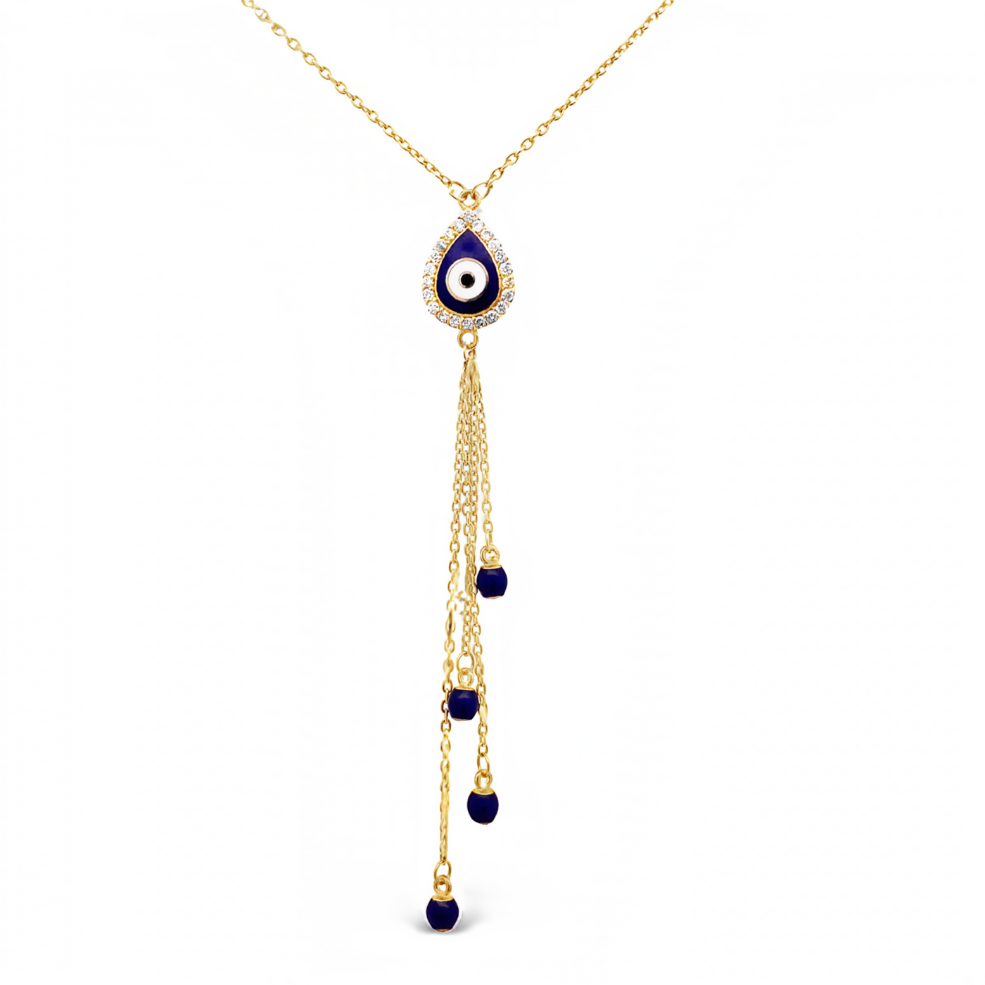 18 Karat Gold Diamond Evil Eye Tassel Necklace