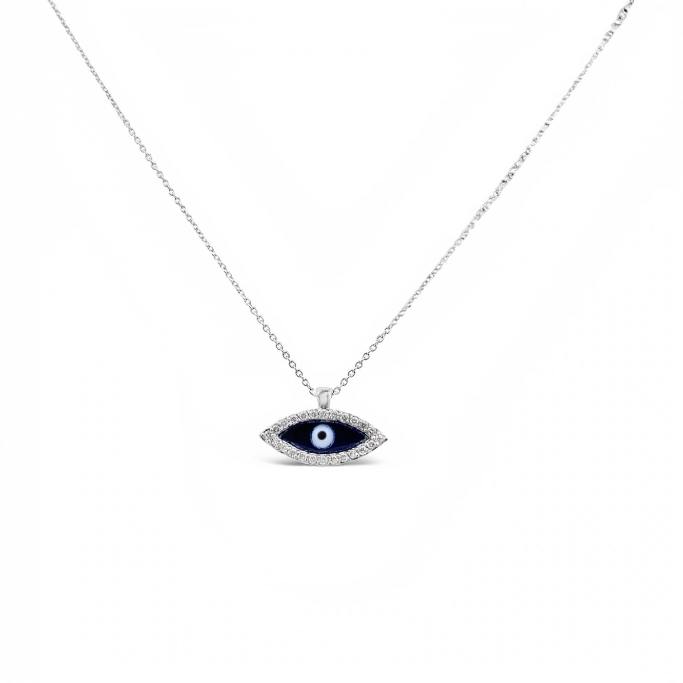 18 Karat White Gold Evil Eye Diamond Necklace
