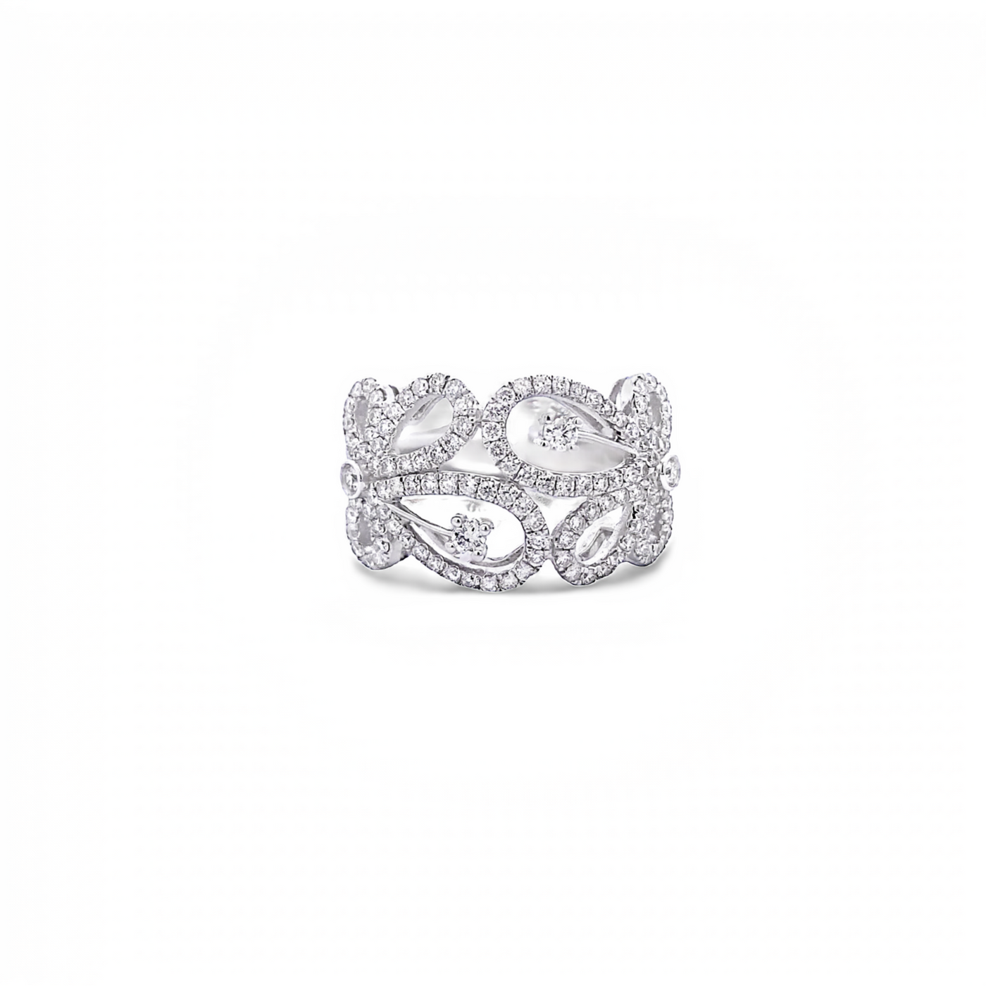 Gabriel & Co. 14 Karat White Gold Diamond Petal Ring