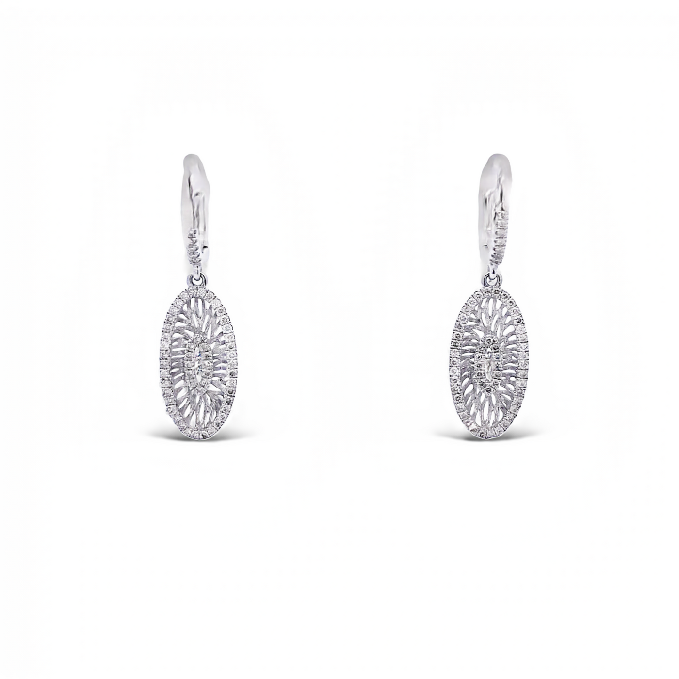 Gabriel & Co. 14 Karat Gold Diamond Oval Drop Earrings