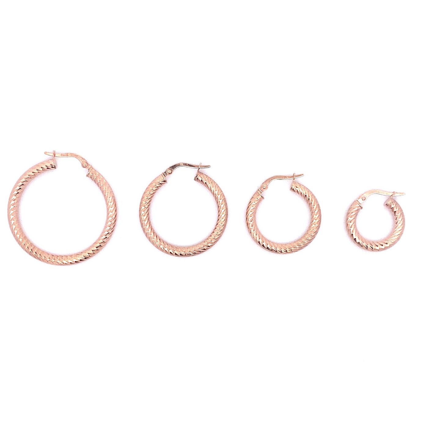 10 Karat Rose Gold Sparkle Cut Hoop Earrings