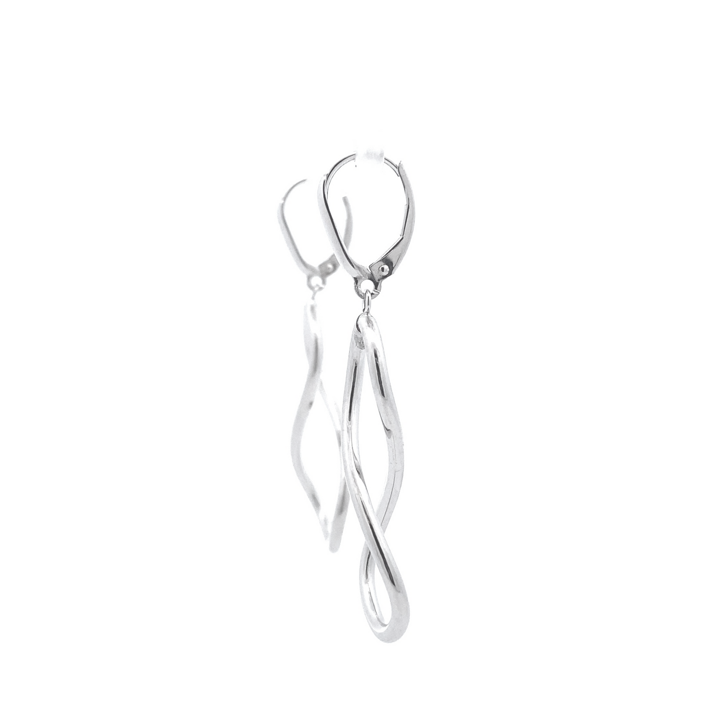 10 Karat White Gold Infinity Dangle Earrings