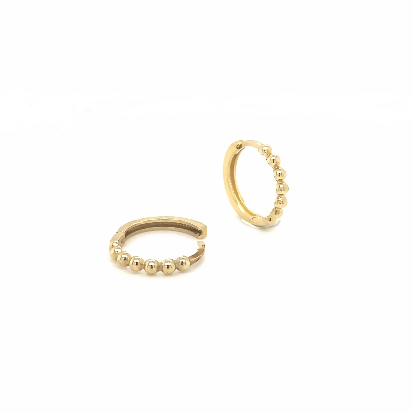 10 Karat Yellow Gold Small Bead Hoop Earrings