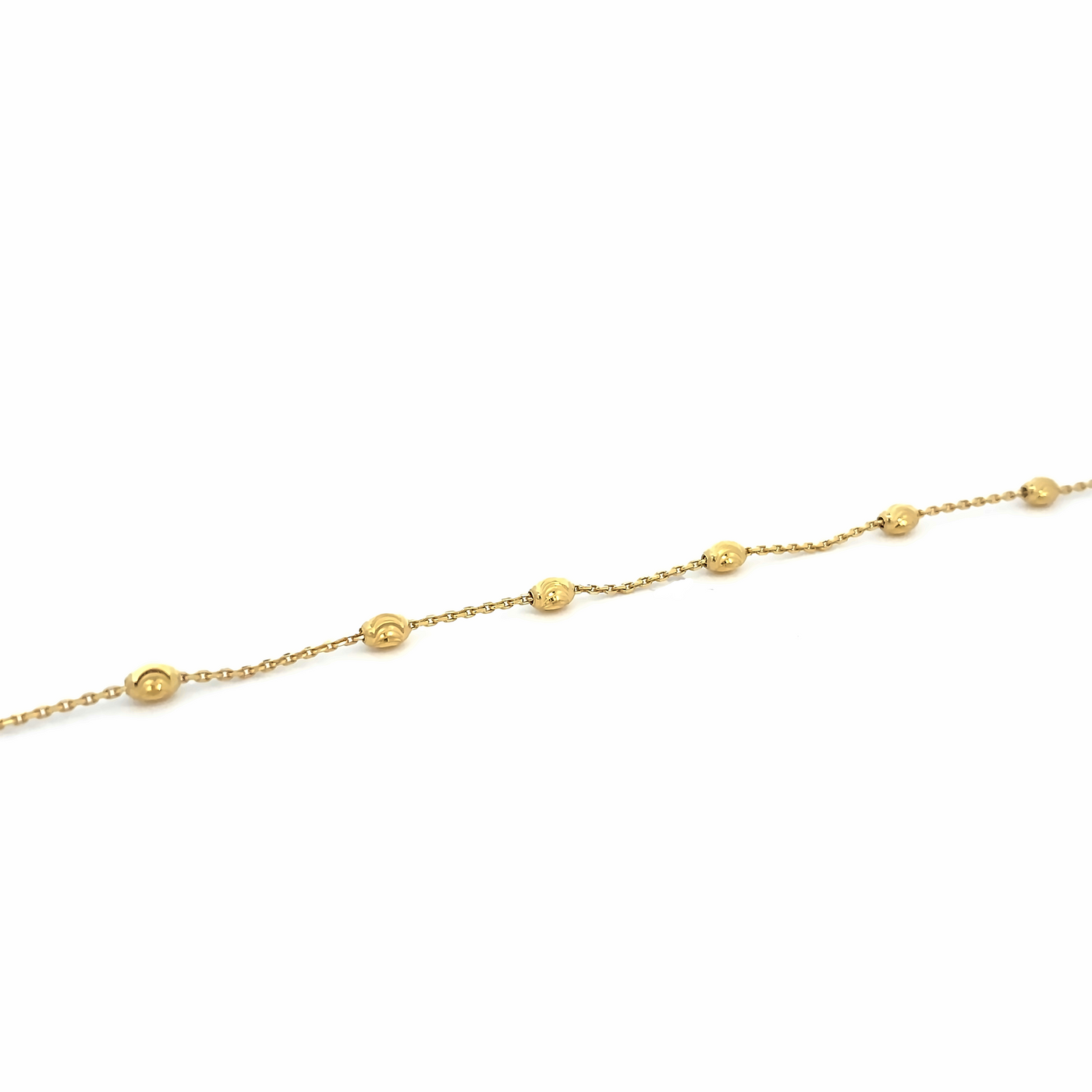 10 Karat Yellow Gold Oval Bead Chain Bracelet