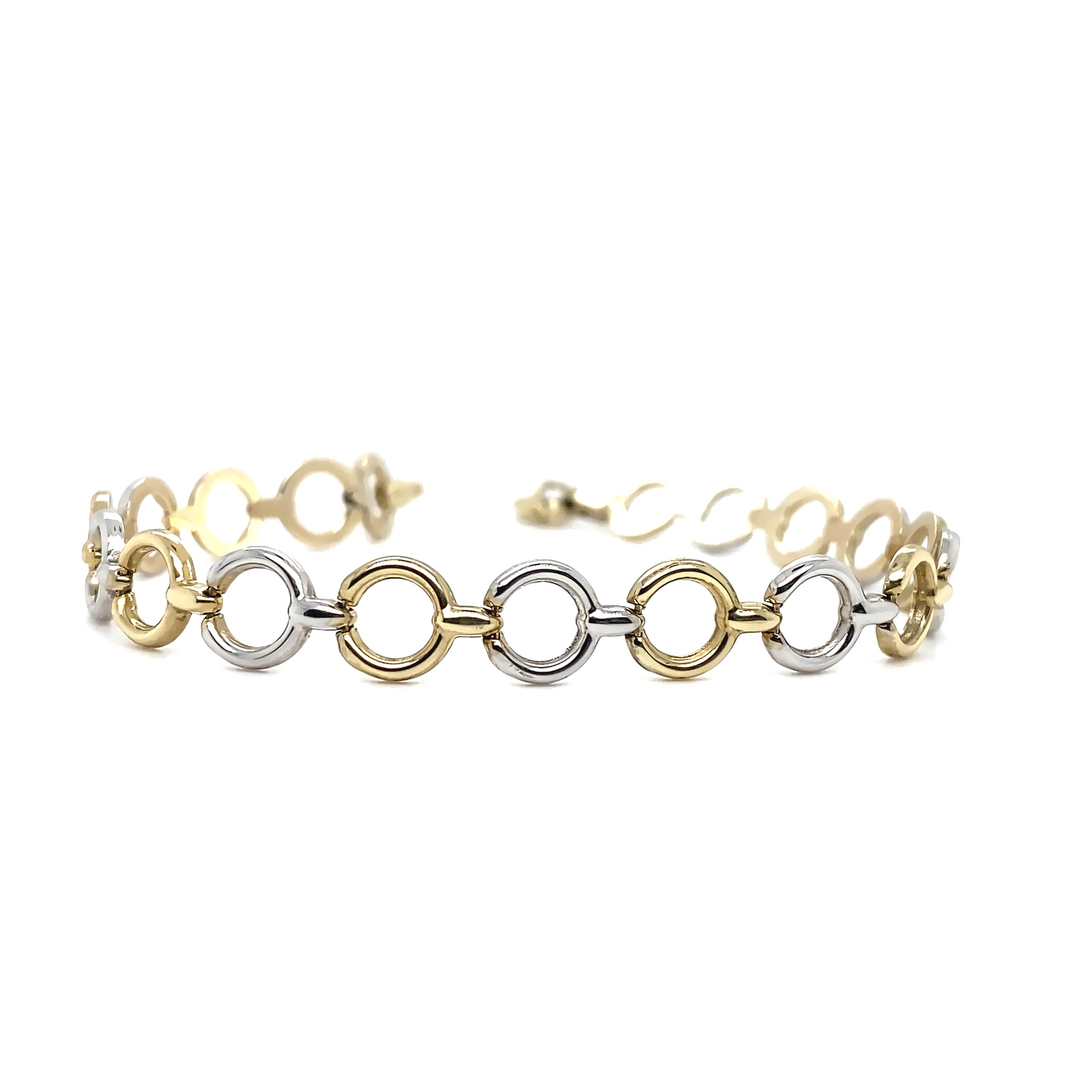 10 Karat Gold Two-Tone Circle Link Bracelet
